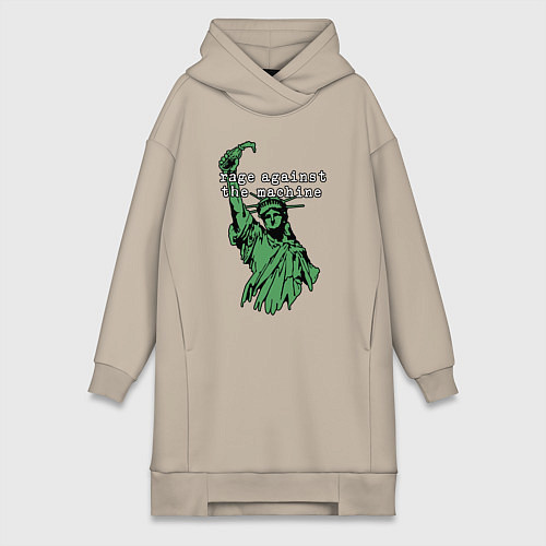 Женская толстовка-платье Rage Against - statue of liberty / Миндальный – фото 1