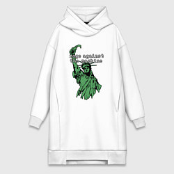 Женское худи-платье Rage Against - statue of liberty, цвет: белый