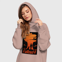 Женское худи-платье Fallout 4 dog, цвет: пыльно-розовый — фото 2