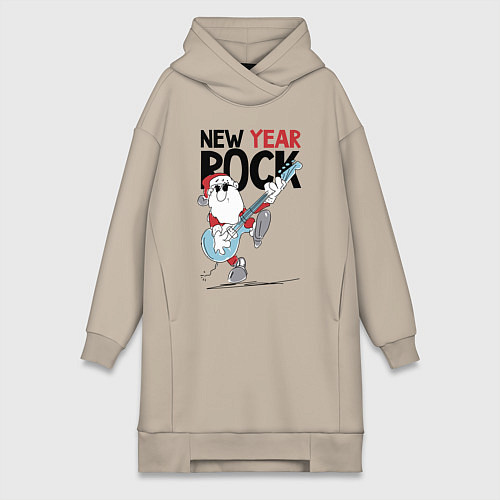 Женская толстовка-платье New year - rock / Миндальный – фото 1