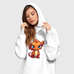 Женское худи-платье Дракоша доброта 2024, цвет: белый — фото 2