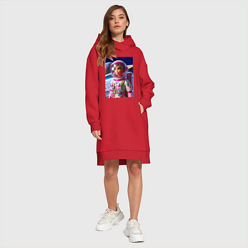 Женская толстовка-платье Барби - крутой космонавт / Красный – фото 4