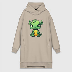 Женское худи-платье Добрый дракон 2024 новый год, цвет: миндальный