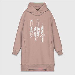Женское худи-платье Horror killers, цвет: пыльно-розовый