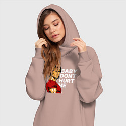 Женское худи-платье Baby dont hurt me - Mike OHearn, цвет: пыльно-розовый — фото 2