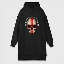 Женское худи-платье England music skull, цвет: черный