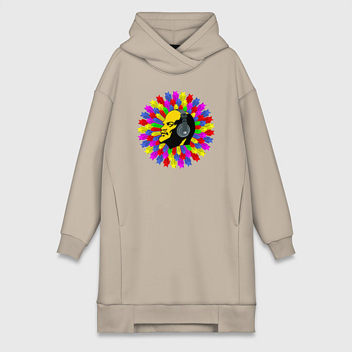 Женская толстовка-платье Lenin color music / Миндальный – фото 1