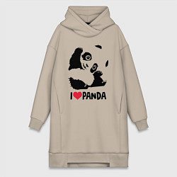 Женское худи-платье I love panda, цвет: миндальный