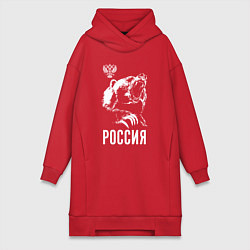 Женское худи-платье Русский медведь, цвет: красный