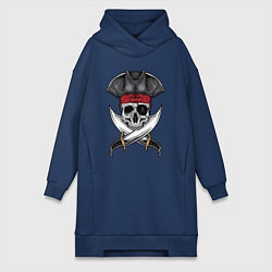 Женское худи-платье Одноглазый роджер, цвет: тёмно-синий
