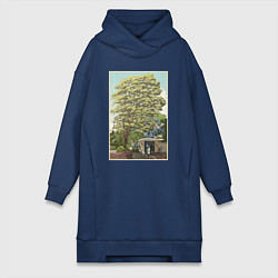 Женское худи-платье Хаяо Миядзаки - studio ghibli, цвет: тёмно-синий