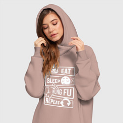 Женское худи-платье Еда сон кунг-фу, цвет: пыльно-розовый — фото 2