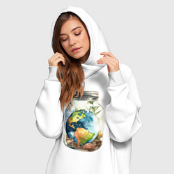 Женское худи-платье Мир в банке - Земля, цвет: белый — фото 2
