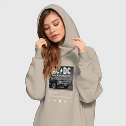 Женское худи-платье Back in black - AC DC, цвет: миндальный — фото 2