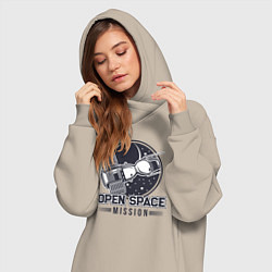 Женское худи-платье Миссия открытый космос, цвет: миндальный — фото 2