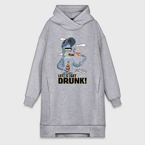 Женская толстовка-платье К черту работу - давайте выпьем / Меланж – фото 1