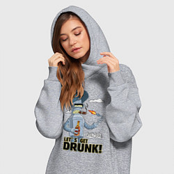Женское худи-платье К черту работу - давайте выпьем, цвет: меланж — фото 2
