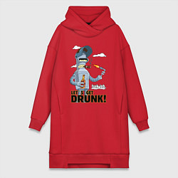 Женское худи-платье К черту работу - давайте выпьем, цвет: красный