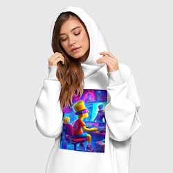 Женское худи-платье Барт и Мэгги выбирают персонажа, цвет: белый — фото 2