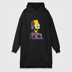 Женское худи-платье Bart is an avid gamer, цвет: черный