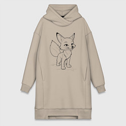 Женское худи-платье Добрый лисенок, цвет: миндальный