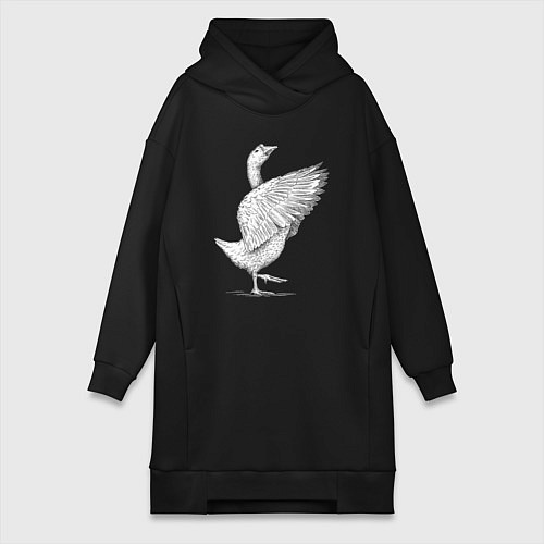 Женская толстовка-платье Гусь белоснежный / Черный – фото 1