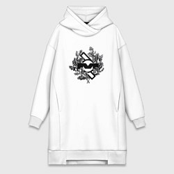 Женское худи-платье Depeche Mode - Mute records logo, цвет: белый