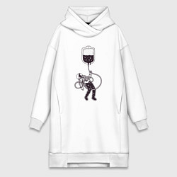 Женское худи-платье Космическая капельница, цвет: белый