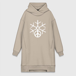 Женское худи-платье Peace snow, цвет: миндальный