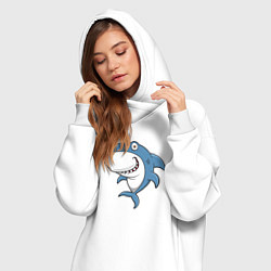 Женское худи-платье Cute shark, цвет: белый — фото 2