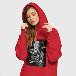 Женское худи-платье Сугуру Гето сидит - Магическая битва, цвет: красный — фото 2
