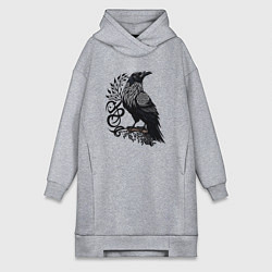 Женское худи-платье Мистический славянский ворон, цвет: меланж