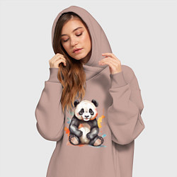 Женское худи-платье Панда в кляксах, цвет: пыльно-розовый — фото 2
