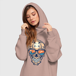 Женское худи-платье Summer skull, цвет: пыльно-розовый — фото 2