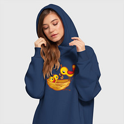 Женское худи-платье Птичий обед, цвет: тёмно-синий — фото 2