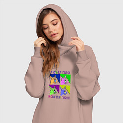 Женское худи-платье Заяц орущий ГМО, цвет: пыльно-розовый — фото 2