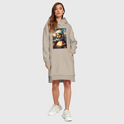 Женское худи-платье Mona Lisa astronaut - neural network, цвет: миндальный — фото 2