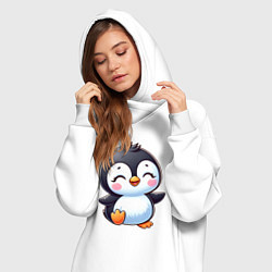 Женское худи-платье Маленький радостный пингвинчик, цвет: белый — фото 2