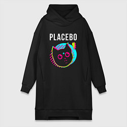 Женское худи-платье Placebo rock star cat, цвет: черный