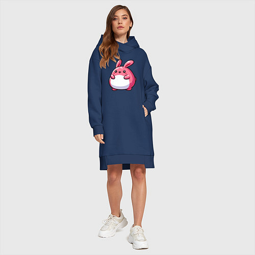 Женская толстовка-платье Толстый розовый кролик / Тёмно-синий – фото 4