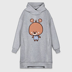 Женское худи-платье Милый мишутка, цвет: меланж