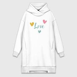 Женское худи-платье Love and hearts, цвет: белый