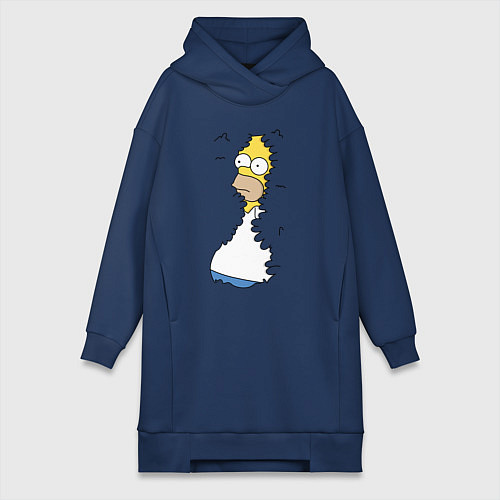 Женская толстовка-платье Гомер в кустах / Тёмно-синий – фото 1