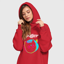 Женское худи-платье Skillet rock star cat, цвет: красный — фото 2