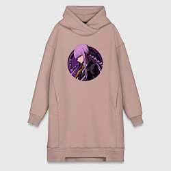 Женское худи-платье Kyouko Kirigiri - Danganronpa, цвет: пыльно-розовый