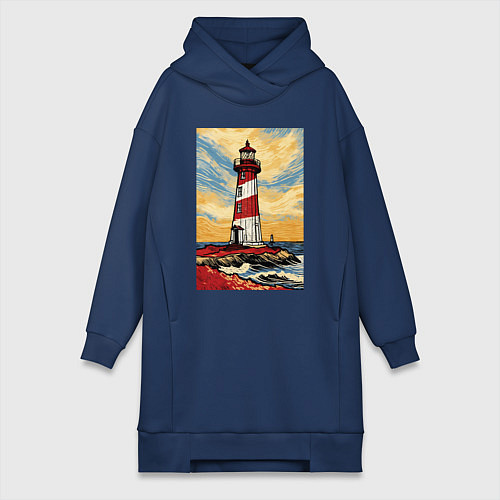 Женская толстовка-платье Маяк Ван Гога / Тёмно-синий – фото 1