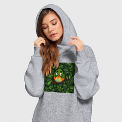 Женское худи-платье Птичка в на дереве, цвет: меланж — фото 2