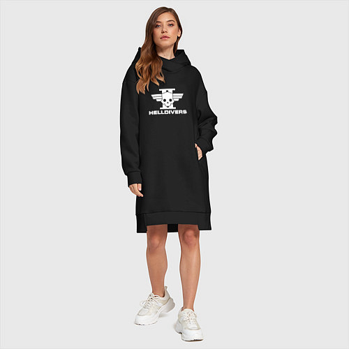 Женская толстовка-платье Helldivers 2 лого / Черный – фото 4