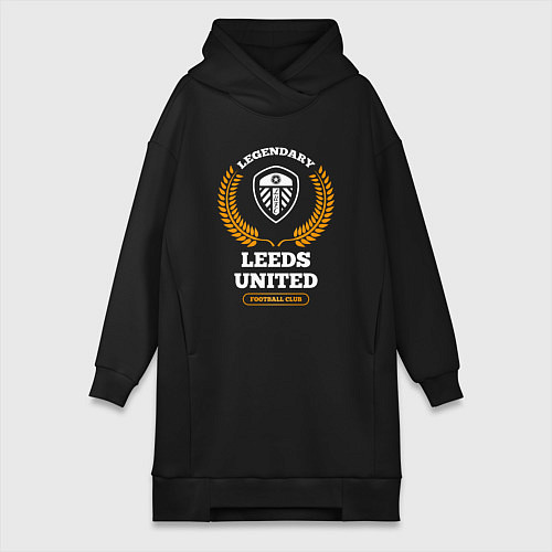 Женская толстовка-платье Лого Leeds United и надпись legendary football clu / Черный – фото 1