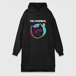 Женское худи-платье The Offspring rock star cat, цвет: черный